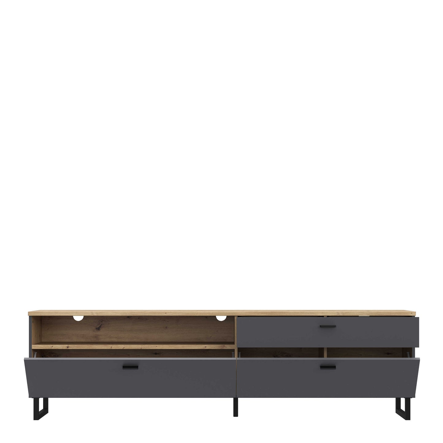 Stockholm 205cm Grey and Oak TV Unit 2 Doors 1 Drawer