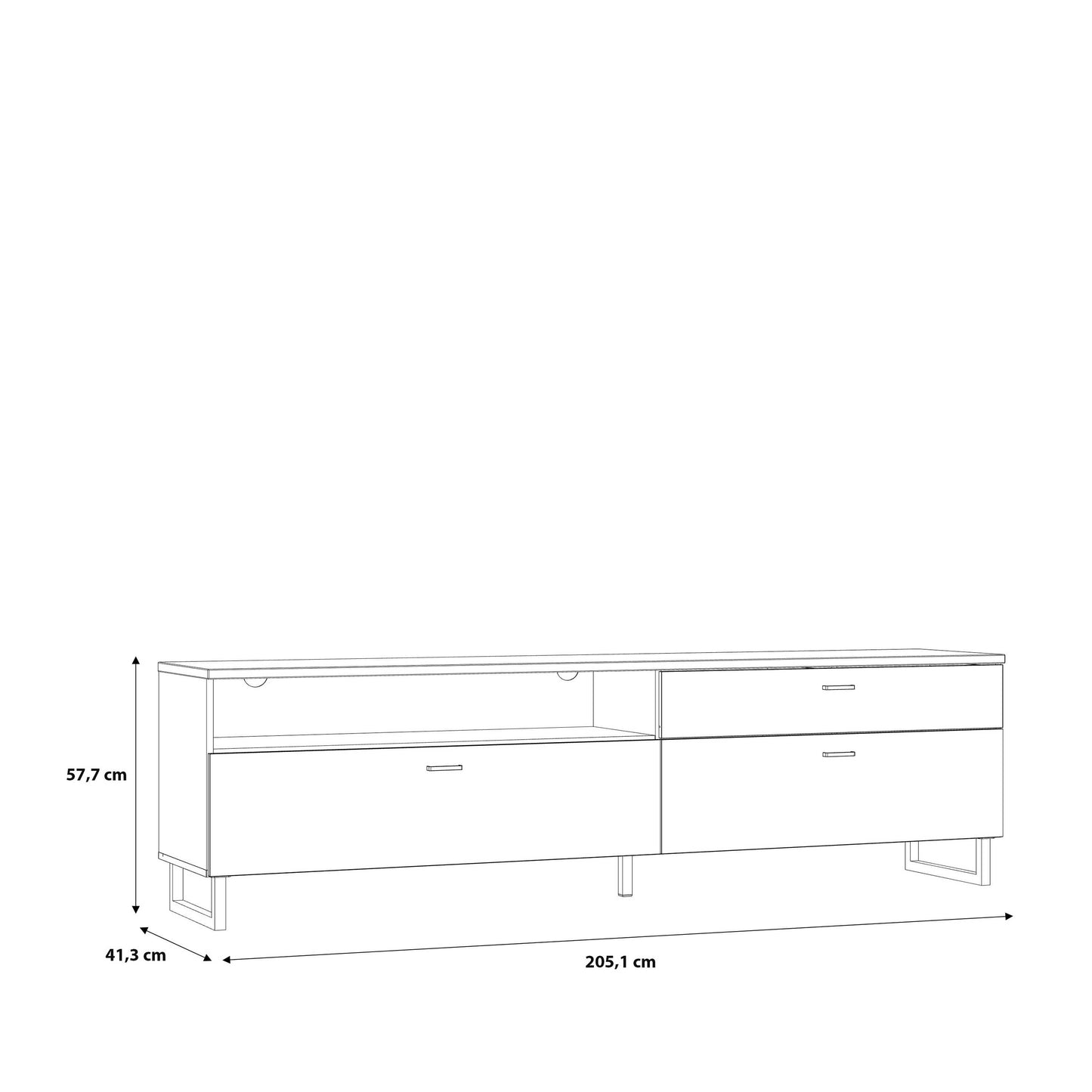 Stockholm 205cm Grey and Oak TV Unit 2 Doors 1 Drawer