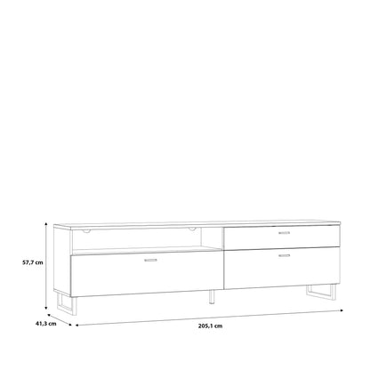 Stockholm 205cm Grey and Oak TV Unit 2 Doors 1 Drawer