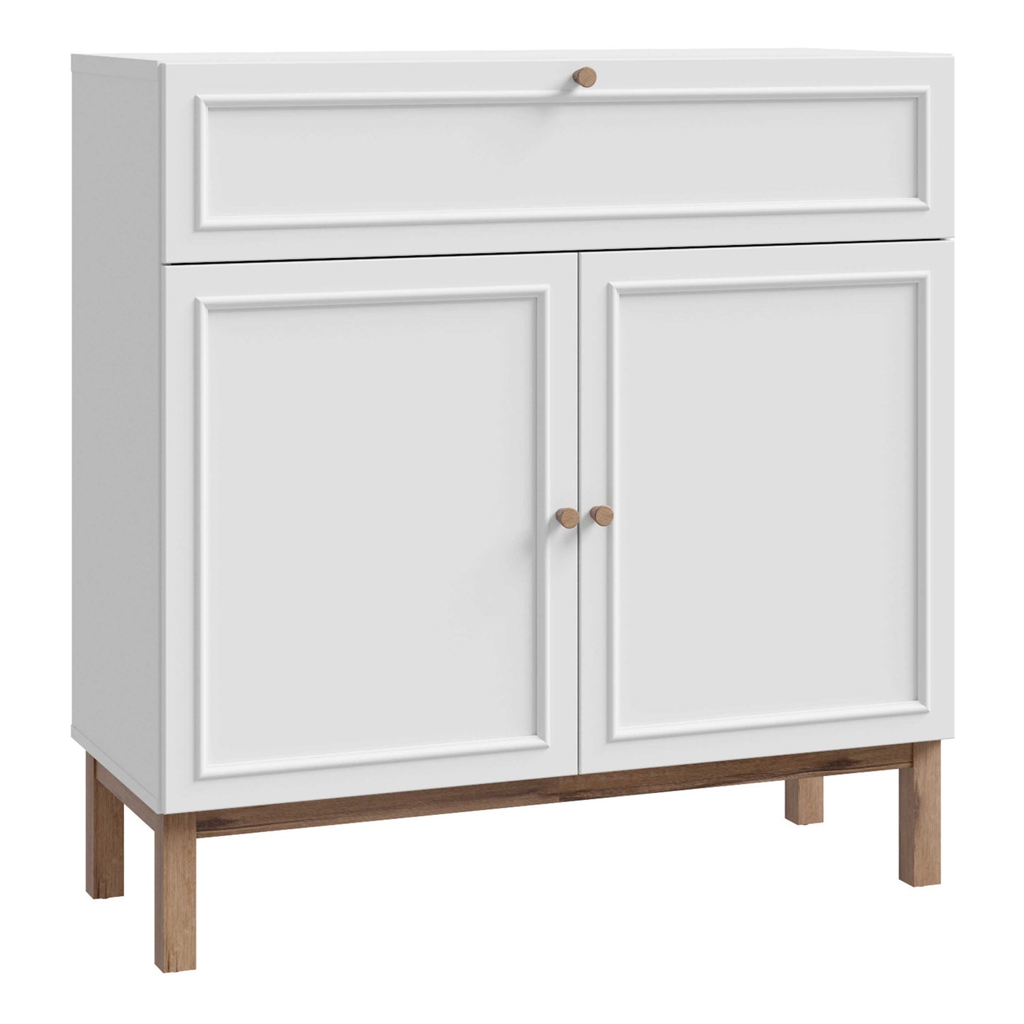 Sofia Light Grey and Oak Wood 2 Door 1 Drawer Cabinet