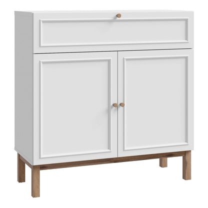 Sofia Light Grey and Oak Wood 2 Door 1 Drawer Cabinet