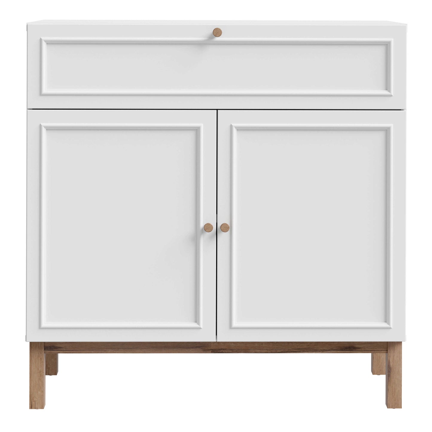 Sofia Light Grey and Oak Wood 2 Door 1 Drawer Cabinet
