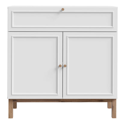 Sofia Light Grey and Oak Wood 2 Door 1 Drawer Cabinet