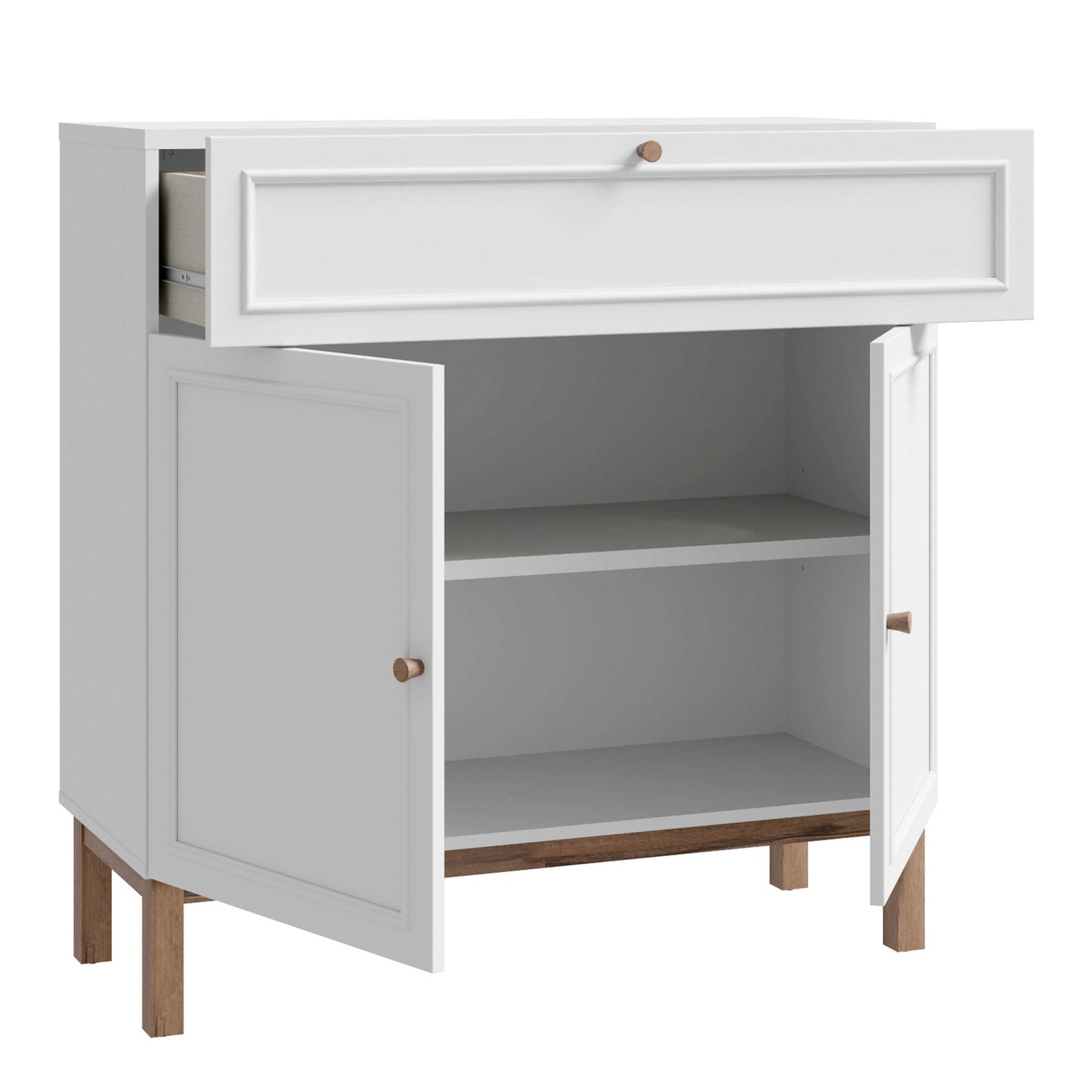 Sofia Light Grey and Oak Wood 2 Door 1 Drawer Cabinet