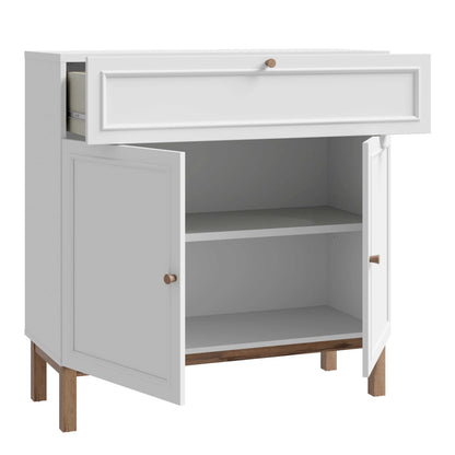 Sofia Light Grey and Oak Wood 2 Door 1 Drawer Cabinet
