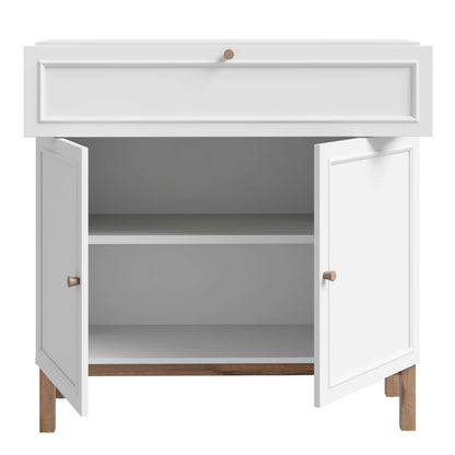 Sofia Light Grey and Oak Wood 2 Door 1 Drawer Cabinet