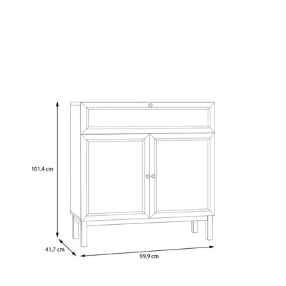 Sofia Light Grey and Oak Wood 2 Door 1 Drawer Cabinet