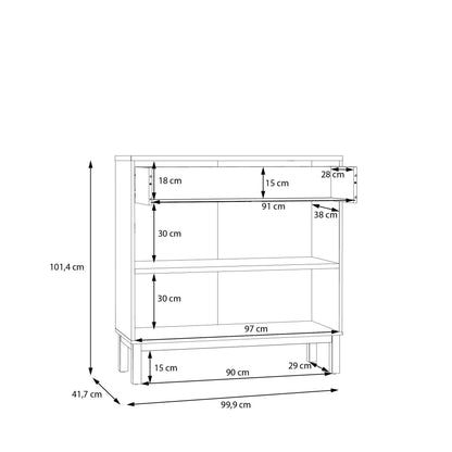 Sofia Light Grey and Oak Wood 2 Door 1 Drawer Cabinet