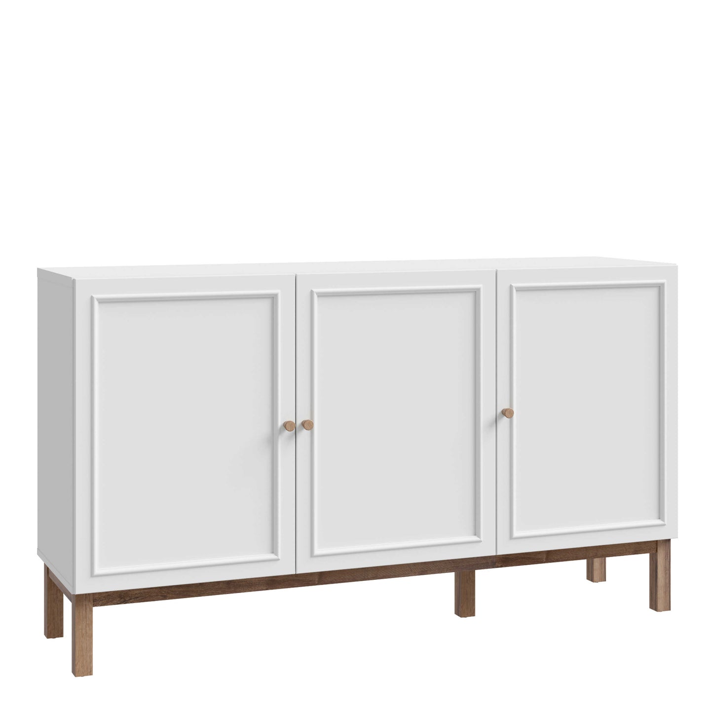Sofia Light Grey and Oak Wood 3 Door 1 Drawer Sideboard