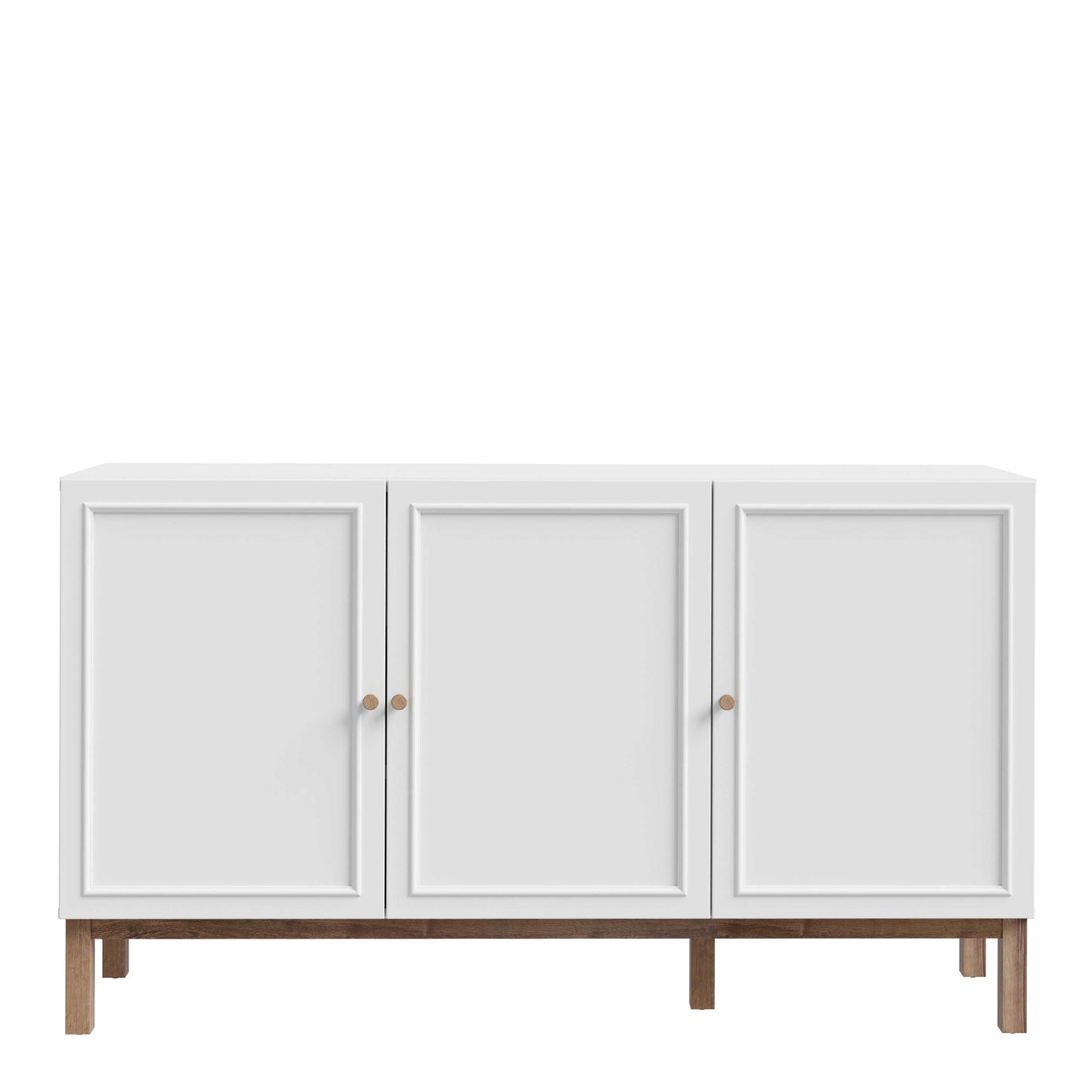 Sofia Light Grey and Oak Wood 3 Door 1 Drawer Sideboard