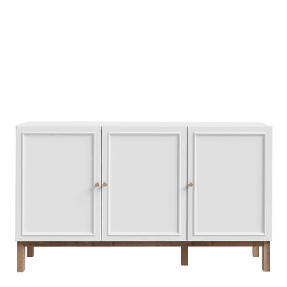 Sofia Light Grey and Oak Wood 3 Door 1 Drawer Sideboard