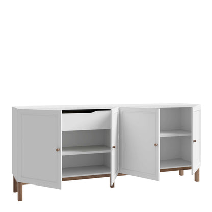 Sofia Light Grey and Oak Wood 4 Door 1 Drawer Sideboard