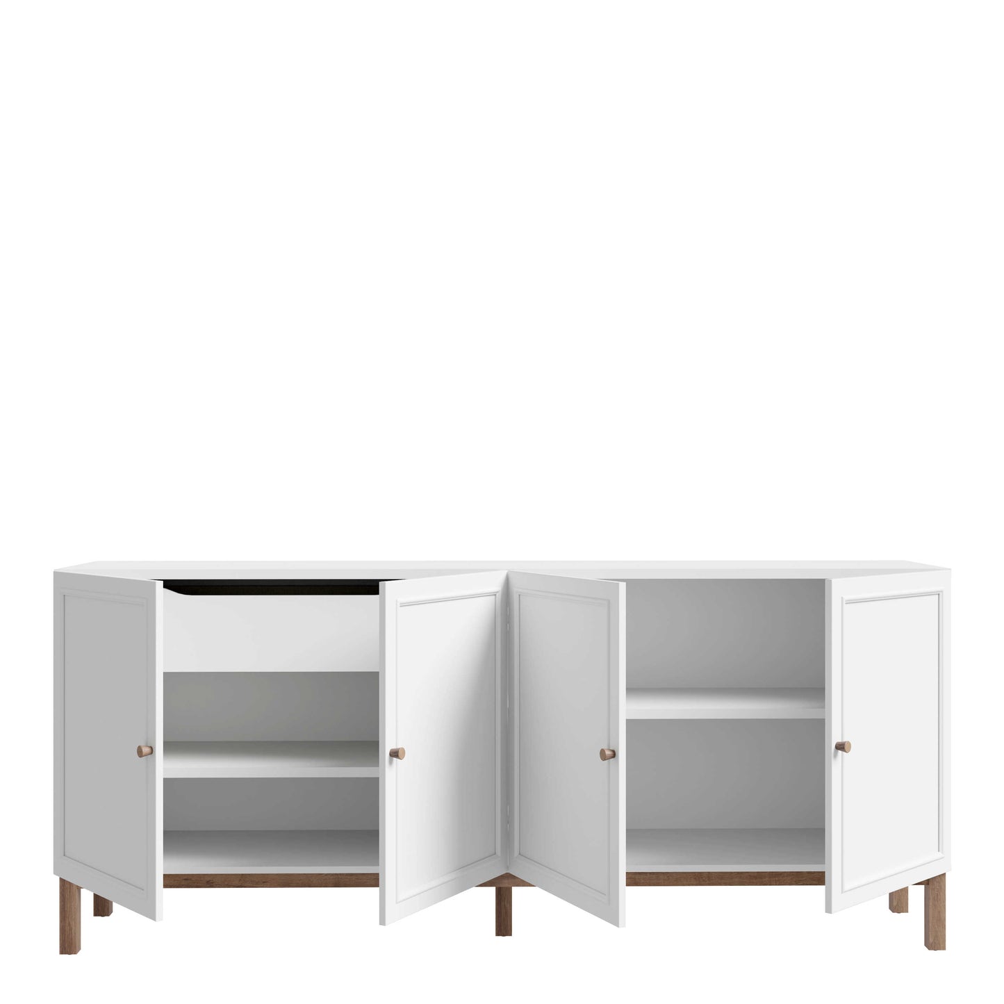 Sofia Light Grey and Oak Wood 4 Door 1 Drawer Sideboard
