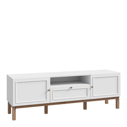 Turku Light Grey TV Unit with Oak Detail 2 Doors 1 Drawer