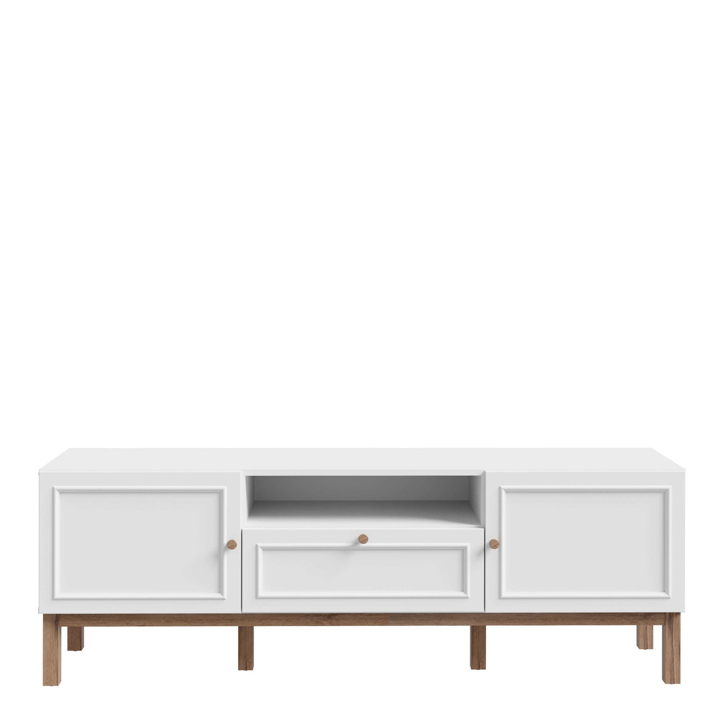 Turku Light Grey TV Unit with Oak Detail 2 Doors 1 Drawer