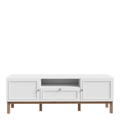 Turku Light Grey TV Unit with Oak Detail 2 Doors 1 Drawer