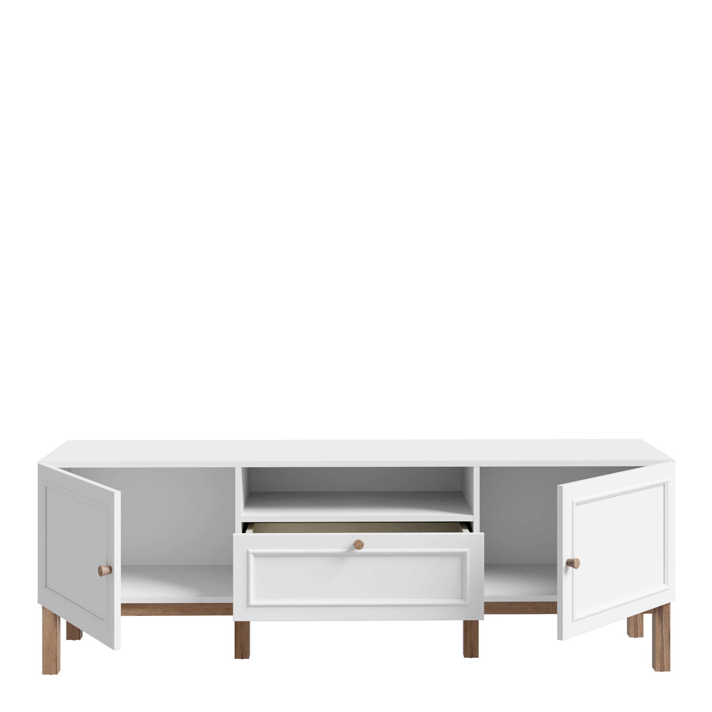 Turku Light Grey TV Unit with Oak Detail 2 Doors 1 Drawer
