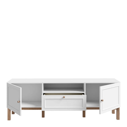 Turku Light Grey TV Unit with Oak Detail 2 Doors 1 Drawer