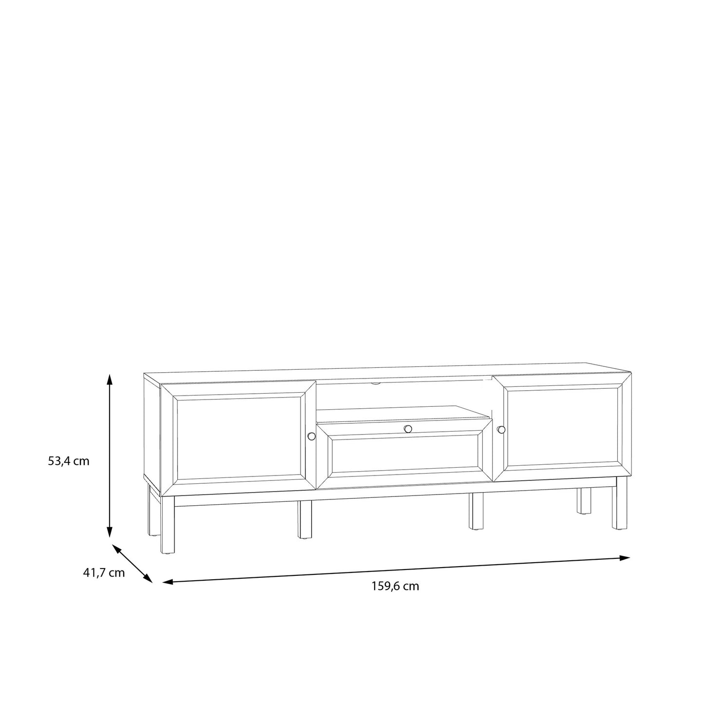 Turku Light Grey TV Unit with Oak Detail 2 Doors 1 Drawer