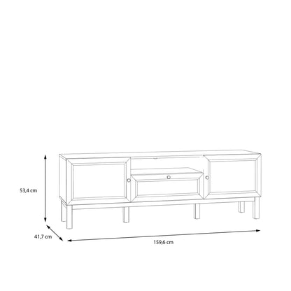 Turku Light Grey TV Unit with Oak Detail 2 Doors 1 Drawer