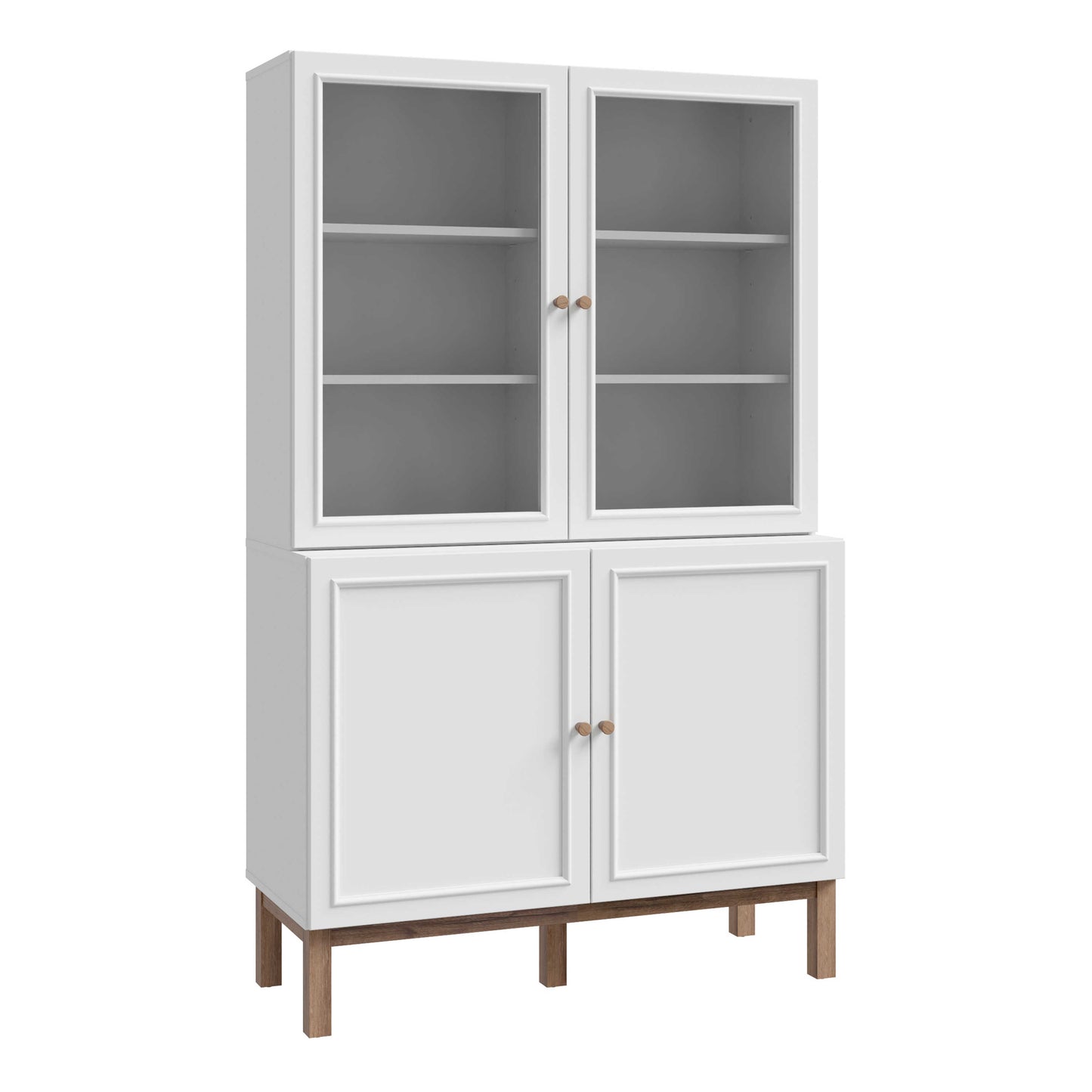Niva Light Grey and Natural Oak Effect Display Cabinet 4 Doors
