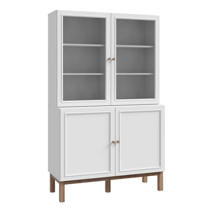 Niva Light Grey and Natural Oak Effect Display Cabinet 4 Doors