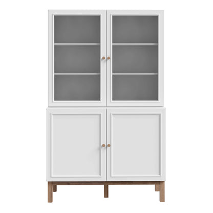 Niva Light Grey and Natural Oak Effect Display Cabinet 4 Doors