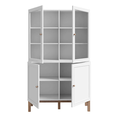 Niva Light Grey and Natural Oak Effect Display Cabinet 4 Doors