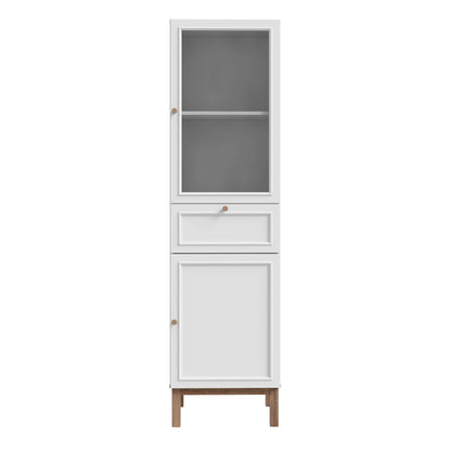 Niva Light Grey and Natural Oak Effect Display Cabinet 2 Doors 1 Drawer