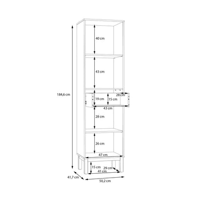 Niva Light Grey and Natural Oak Effect Display Cabinet 2 Doors 1 Drawer