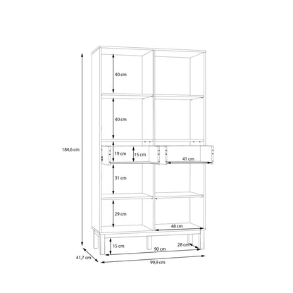 Niva Light Grey and Natural Oak Effect Display Cabinet with LED Lighting 4 Doors 2 Drawers
