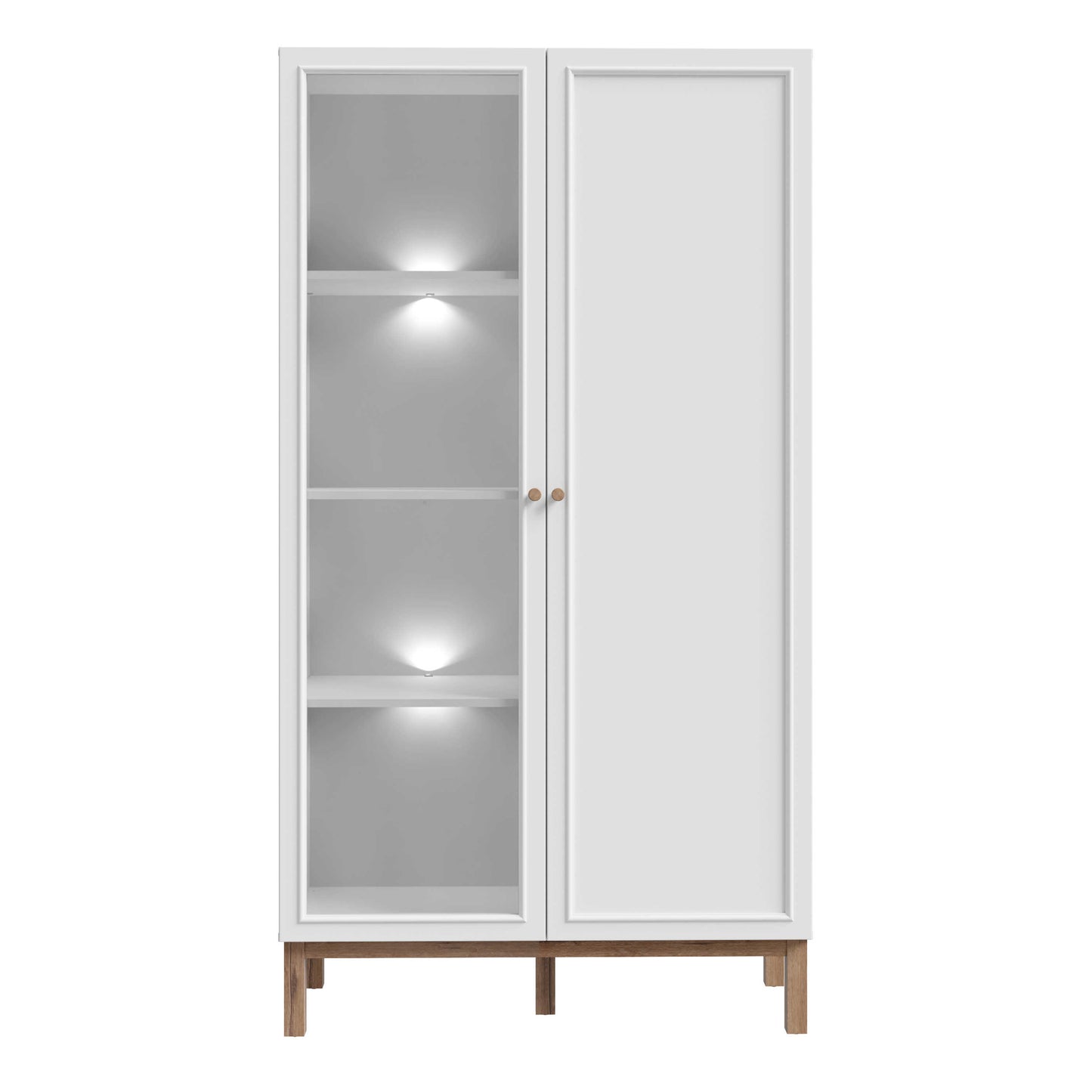 Niva Light Grey and Natural Oak Effect Display Cabinet with LED Lighting 2 Doors
