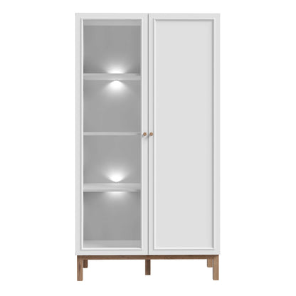 Niva Light Grey and Natural Oak Effect Display Cabinet with LED Lighting 2 Doors