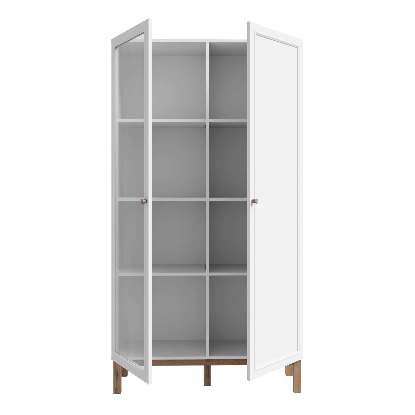 Niva Light Grey and Natural Oak Effect Display Cabinet with LED Lighting 2 Doors