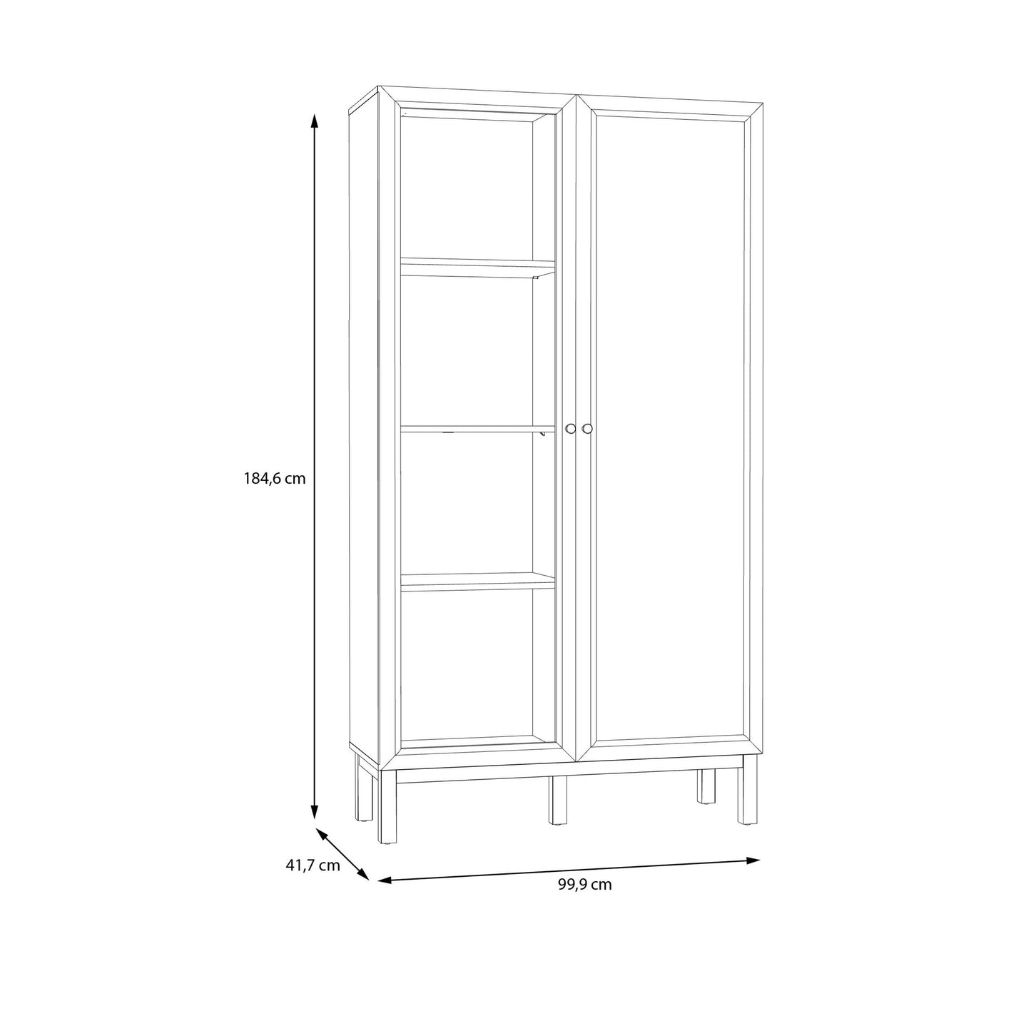 Niva Light Grey and Natural Oak Effect Display Cabinet with LED Lighting 2 Doors