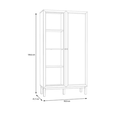 Maribel Light Grey and Natural Oak Effect Display Cabinet 2 Doors