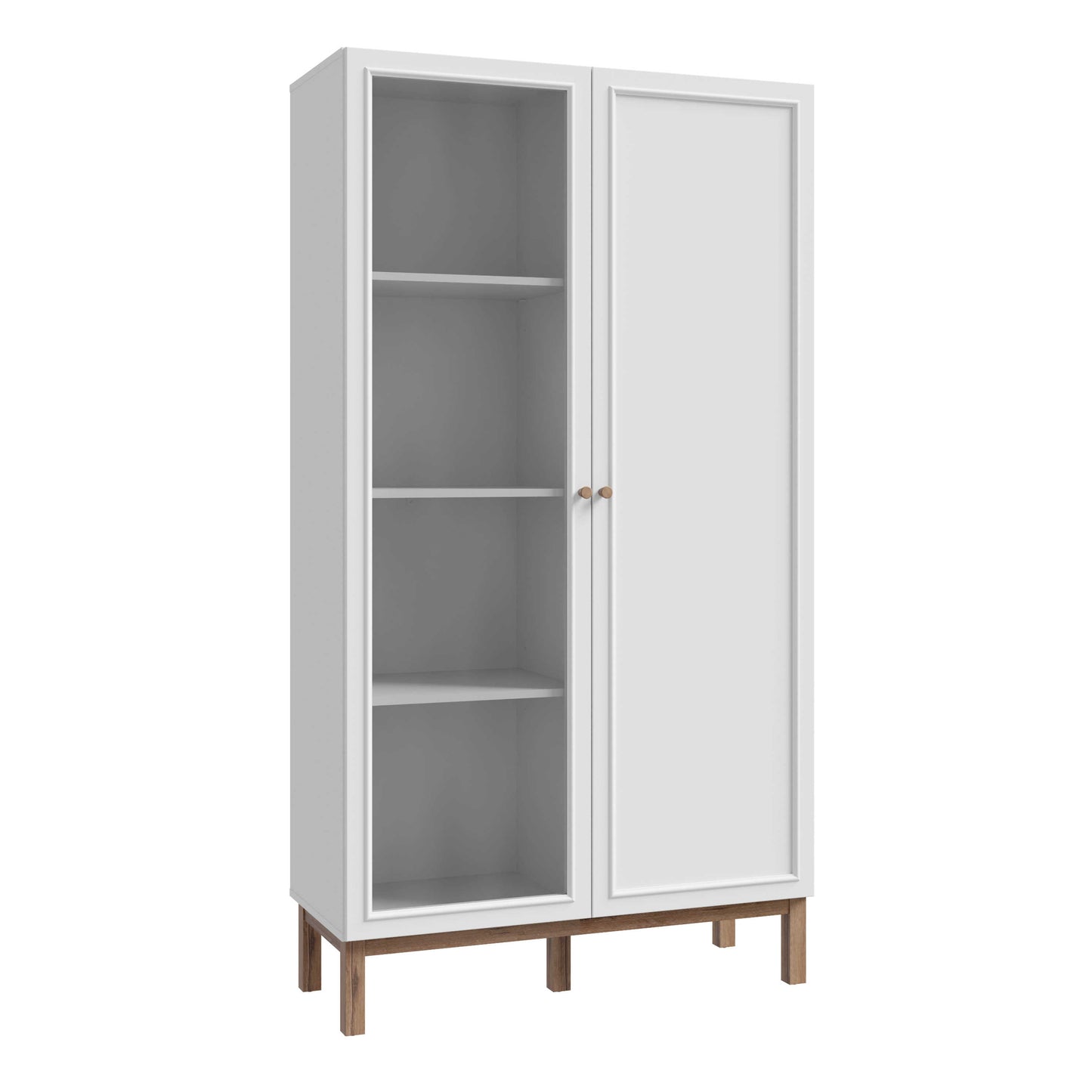 Maribel Light Grey and Natural Oak Effect Display Cabinet 2 Doors