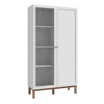 Maribel Light Grey and Natural Oak Effect Display Cabinet 2 Doors