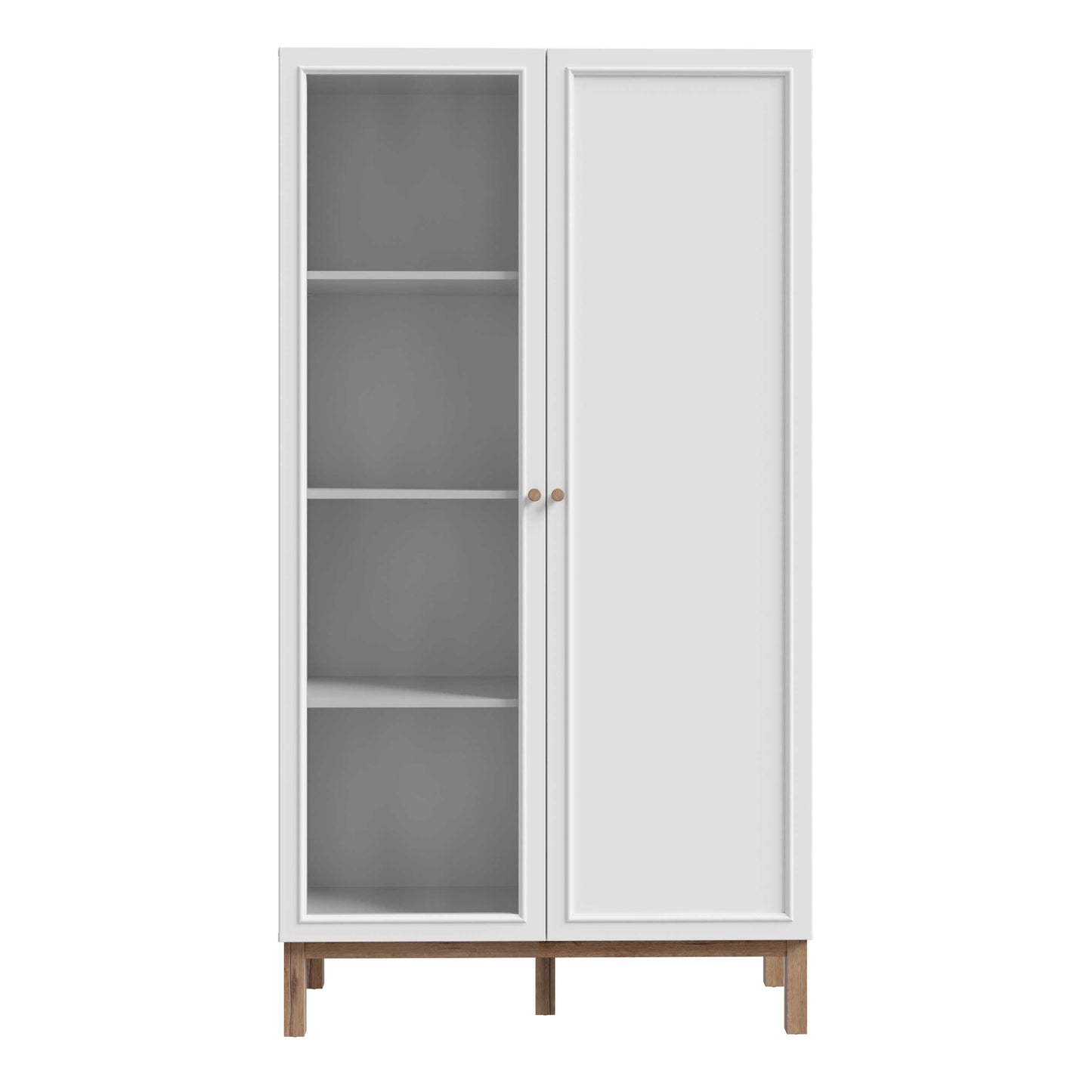 Maribel Light Grey and Natural Oak Effect Display Cabinet 2 Doors
