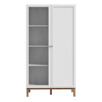 Maribel Light Grey and Natural Oak Effect Display Cabinet 2 Doors
