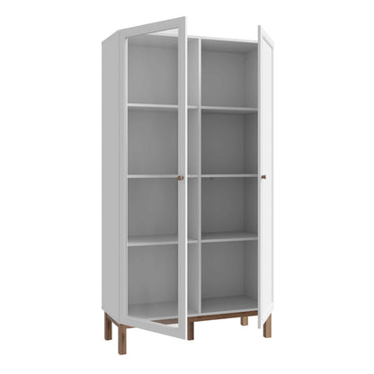 Maribel Light Grey and Natural Oak Effect Display Cabinet 2 Doors
