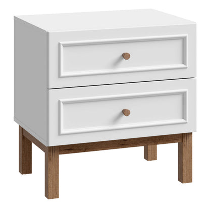 Thistledown 2 Drawer Bedside Chest Light Grey and Natural Oak Wood