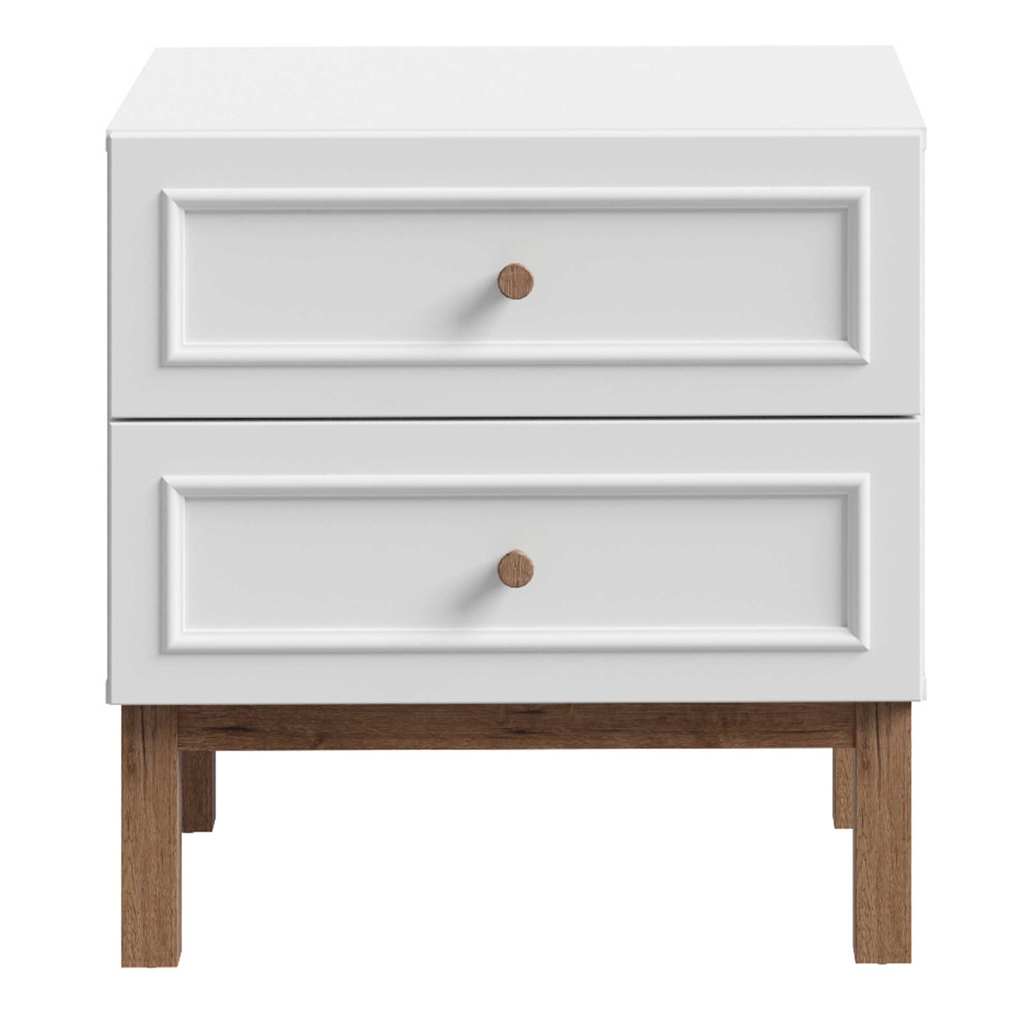 Thistledown 2 Drawer Bedside Chest Light Grey and Natural Oak Wood
