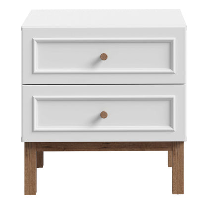 Thistledown 2 Drawer Bedside Chest Light Grey and Natural Oak Wood