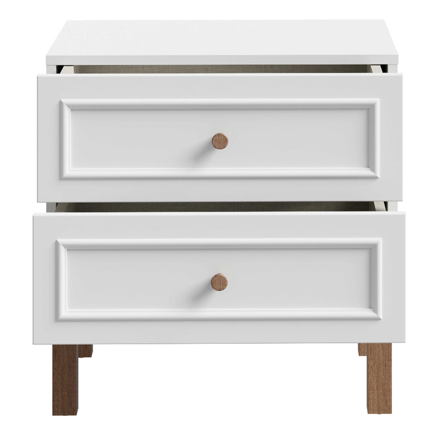 Thistledown 2 Drawer Bedside Chest Light Grey and Natural Oak Wood