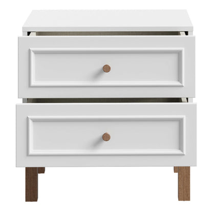 Thistledown 2 Drawer Bedside Chest Light Grey and Natural Oak Wood