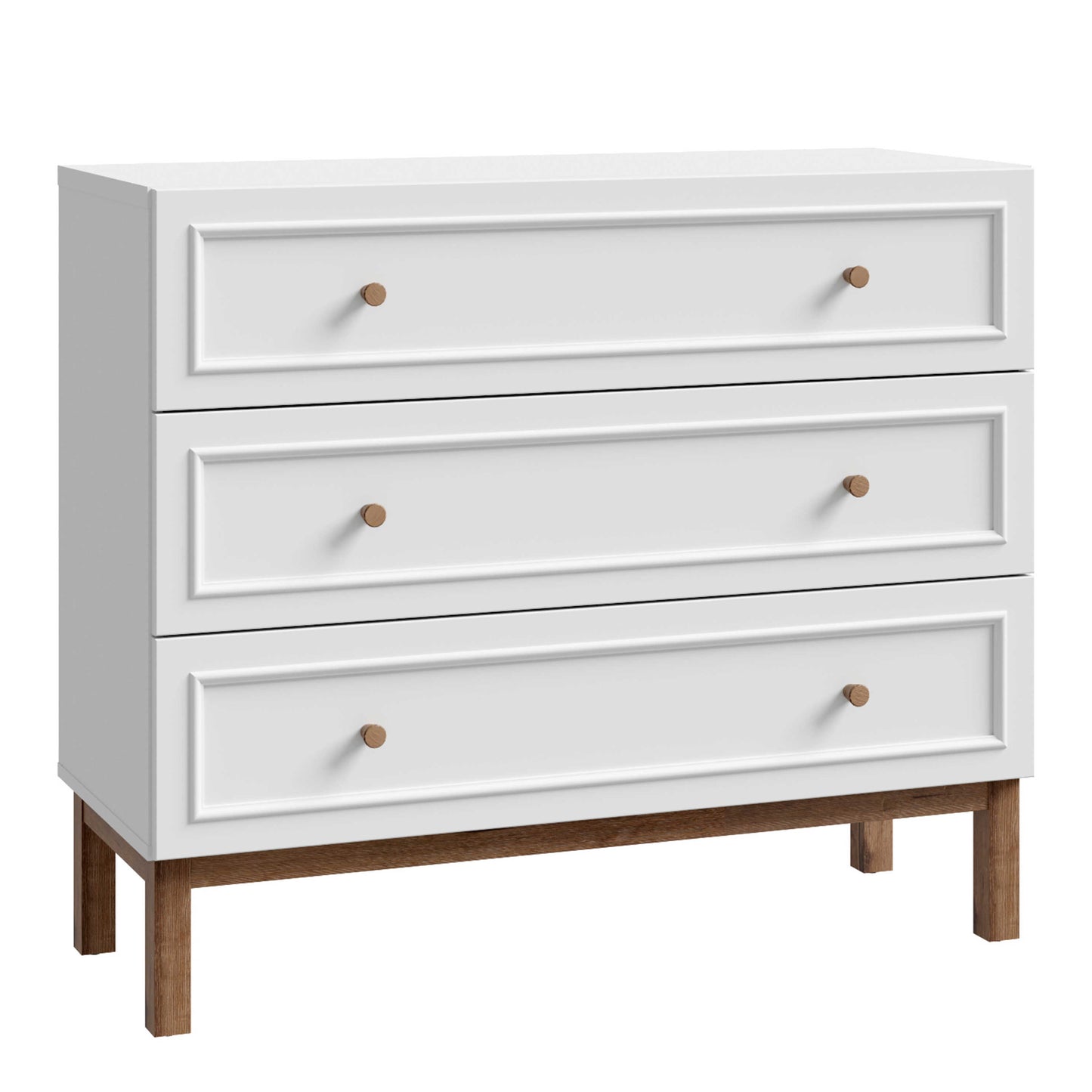 Sofia Light Grey and Oak Wood 3 Drawer Storage Chest
