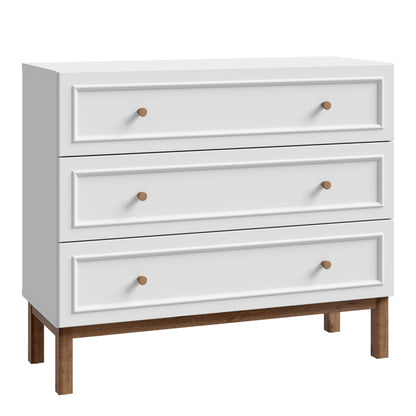 Sofia Light Grey and Oak Wood 3 Drawer Storage Chest