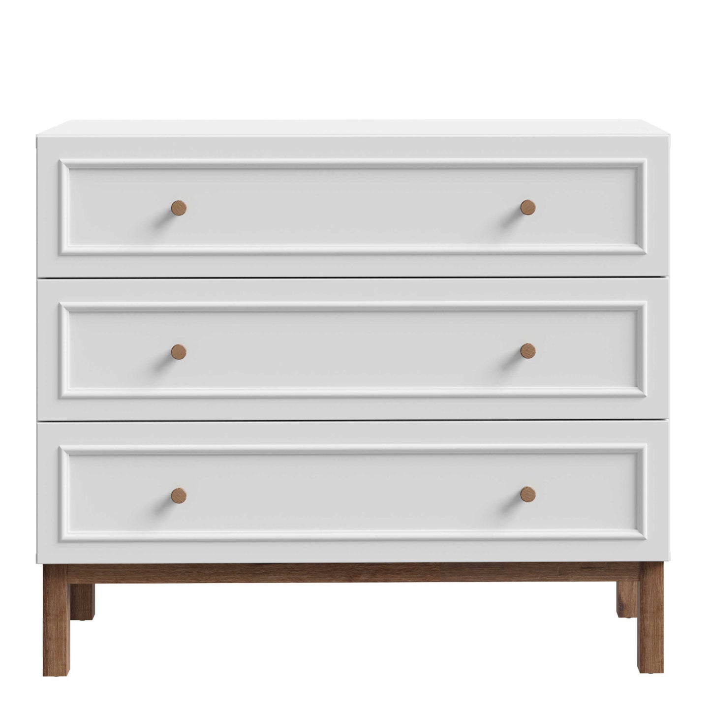 Sofia Light Grey and Oak Wood 3 Drawer Storage Chest