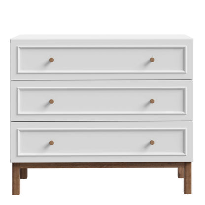 Sofia Light Grey and Oak Wood 3 Drawer Storage Chest